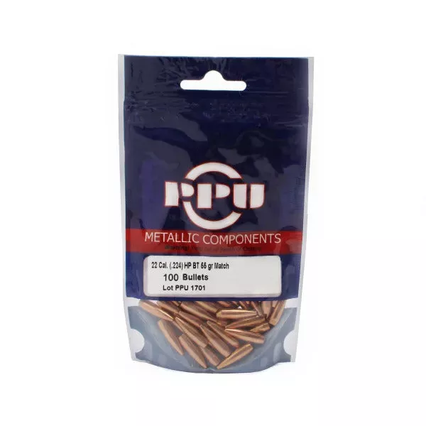 22 cal (.224) HPBT-MATCH 55gr Bullets by PPU (100 pcs/bag) - Hunt Gear Supply