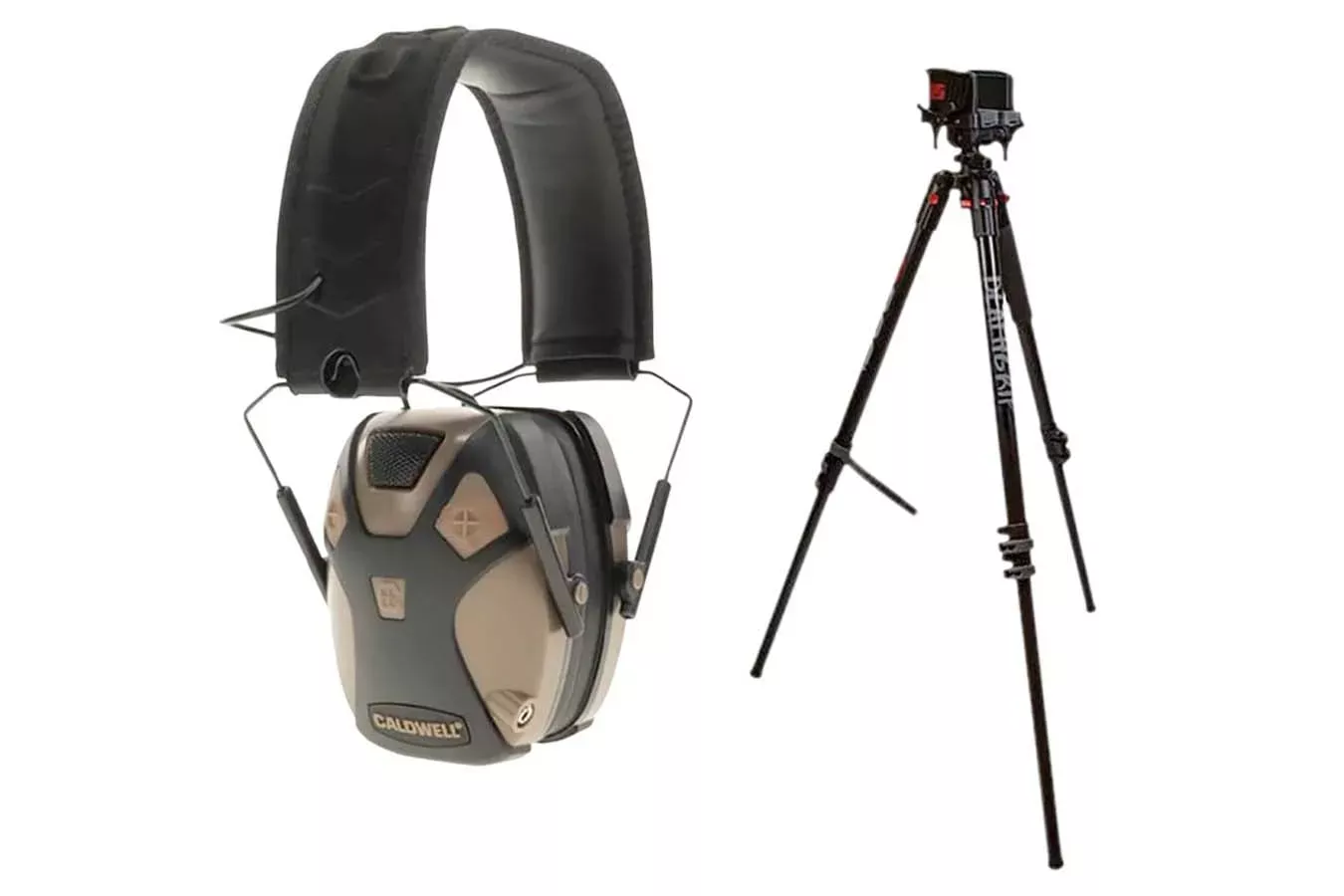Bog Pod DeathGrip Tripod w/ E-Max Pro Earmuff Combo - Hunt Gear Supply
