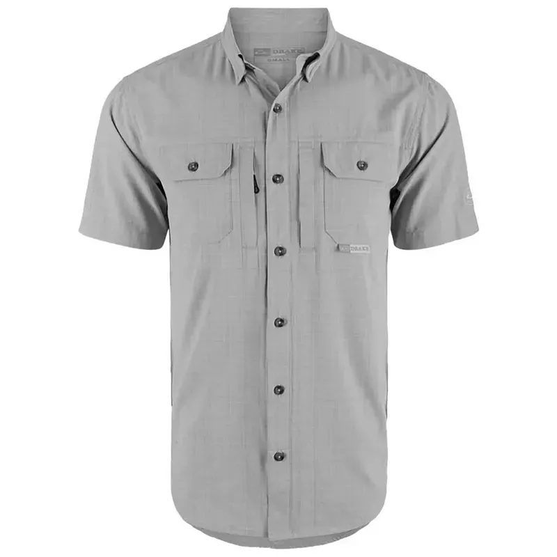 Drake Men's Wingshooter Trey Cross Hatch Short Sleeve Fishing Shirt - Hunt Gear Supply