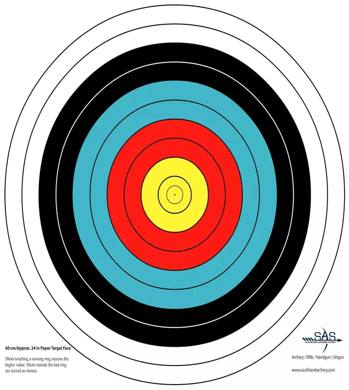 SAS 10-Ring Paper Target Face High Quality Paper Material Approx. 60 cm/ 24 in - Hunt Gear Supply